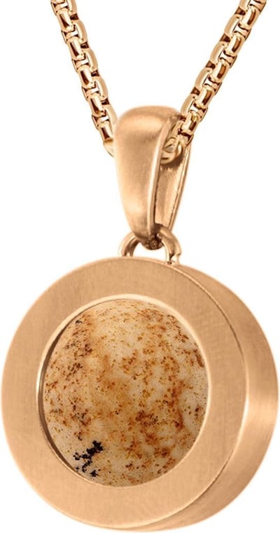 Quiges 12mm Mini Munt Hanger Rosékleurig RVS Mat met Zandsteen Munt en Box Ketting Ankerketting 42-46cm