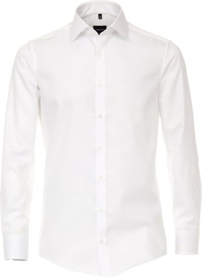 VENTI modern fit overhemd - twill - wit - Strijkvriendelijk - Boordmaat: 45