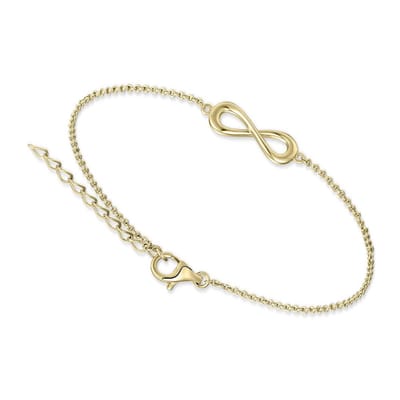 Schitterende 14K Goud op Zilveren Armband Infinity verstelbaar 17+ 3 cm. | Schakelarmband | Jonline