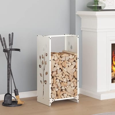 vidaXL - Brandhoutrek - 40x30x80 - cm - koudgewalst - staal - wit