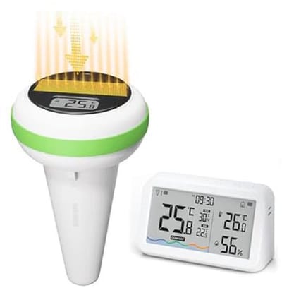 Zonne-energie Zwembadthermometer - IP68 Waterdicht, Hoge Precisie en Draadloze Monitoring voor Zwembaden en Spa's