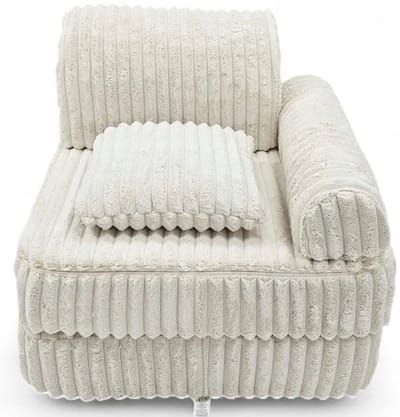 Modulaire Slaapbank voor Kinderen Beige ribfluweel – Uitklapbare Kinderbank van Zacht Schuim – Kindersofa, Kinderfauteuil en Matras voor Kinderkamer