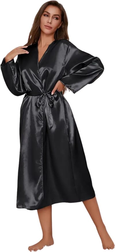 Livano Satijnen Badjas Dames - Kimono - Kamerjas - Satijn - Ochtendjas - Pyjama - Maat S