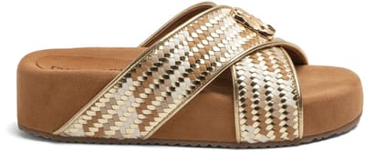 Lazamani - Lizzy Dames Slippers Leer Beige - Maat 36
