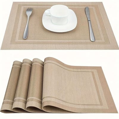 Plankbeschermers, Hittebestendige Tafelmatten, Wasbare en Antislip Placemat, Placemat, Tafeldecoratie, voor Keuken en Eettafel, Huishoudelijke Artikelen bruin