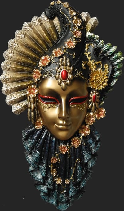 Veronese Design - Venetiaans Masker Il Gioiello het Juweel (gekleurd) - magnifiek! - (hxbxd) ca. 32cm x 18cm x 5,5cm