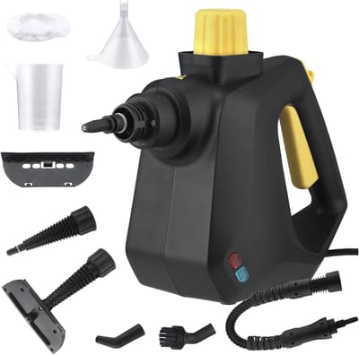 Handstoomreiniger - Zwart - 350 ml - Multifunctionele Stoomreiniger met 9 Accessoires - Voor Thuisgebruik