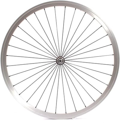 Voorwiel Fiets 28 inch / 700c - Fixtie / Singlespeed Wiel met Zilveren Dubbele Velg en Industriële Lagers