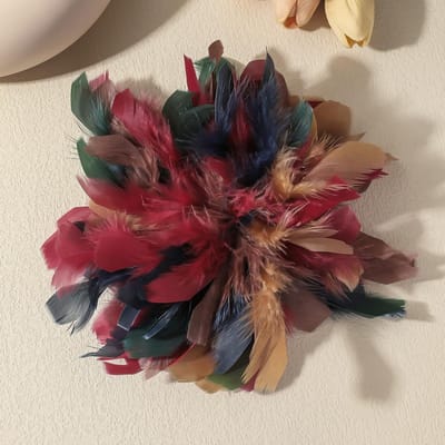 20CM Mode Overdreven Veer Bloem Grote Broche voor Vrouwen Dame Luxe Persoonlijkheid Reversspelden Feest Bruiloft Kleding Sieraden black
