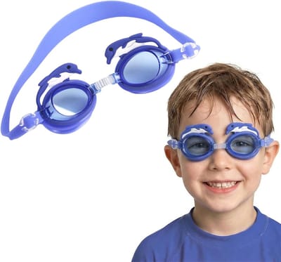 Zwembril Kinderen - Duikbril Zwemmen - Veilig Zicht - Anti-condens UV - 4-10 Jaar - Blauw Dolfijn