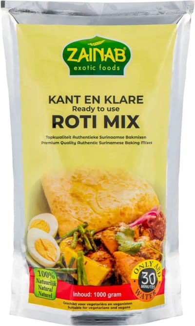 Zainab Roti mix - kant en klare Surinaamse bakmix voor 10 roti platen - Vegan