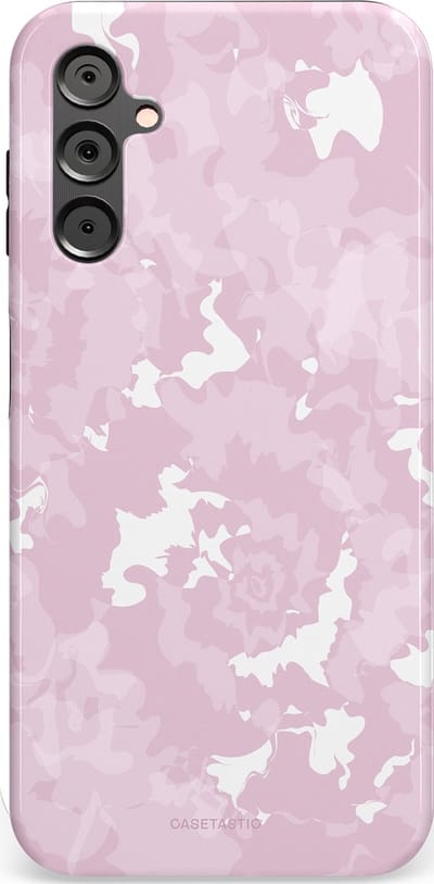 Casetastic Hoesje Geschikt voor Samsung A14 (5G/4G) - Stijlvolle Beschermende Duo-layer Case - Roze wervels