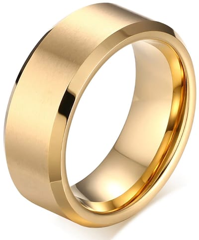 Wolfraam Ring Heren Goud kleurig - Tungsten Ring - Zeer Zwaar - Ringen - Papa Cadeau Voor Mannen - Vaderdag