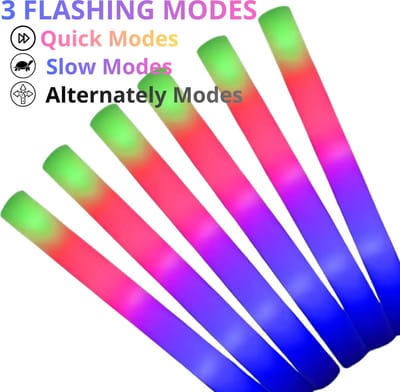LED LightStick – 34 cm | 3 Flash Modes | Party Foam Glowstick by Kinky Pleasure - 4 Stuks
