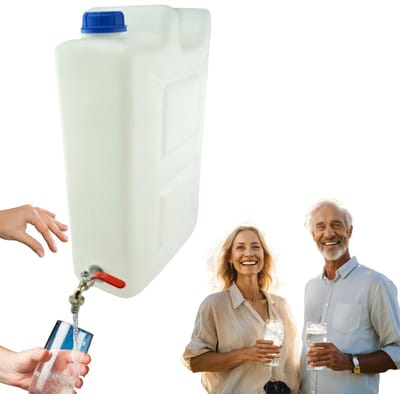 Anwicar Jerrycan voor Water - 20 L - Watercontainer met Kraantje en Dop - Waterdispenser Camping - Wit
