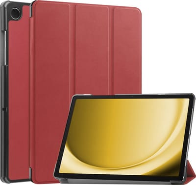 Hoes - Geschikt voor Samsung Galaxy Tab A9 - Dun & Stevig - Trifold Bookcase - Hard Cover - Hardcover Book Case - Tablet Hoesje - Donkerrood