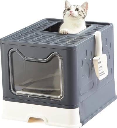 Opvouwbare kattenbak met dubbele ingang - XXL ruimte voor katten, ideaal voor eenvoudig schoonmaken