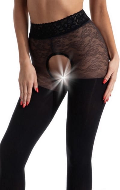 Panty open Kruis - 60/30 Denier - Kleur: Zwart - Maat: S/M - Model: Blackdiamond - Merk: Amour