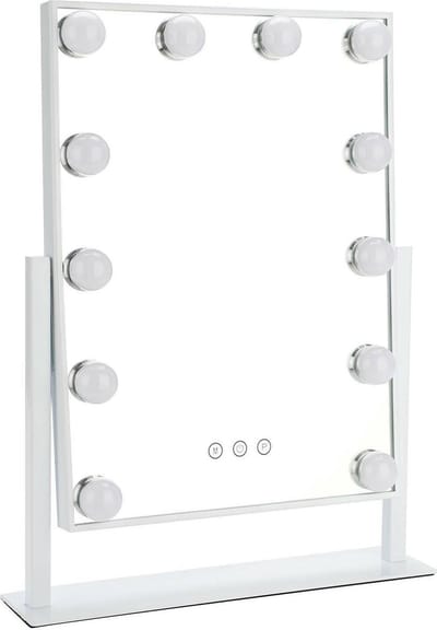 Bright Beauty® Hollywood Make-up Spiegel – 30×41 cm – 360° Rotatie – Dimbaar – 3 Lichtkleuren LED – Smart Touch – Wit