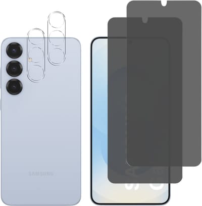 Screenprotector geschikt voor Samsung Galaxy S25 - 2 stuks Beschermglas Privacy Glas Screenprotector van glazen schermbeschermfolie + 2 stuks Camera Protector