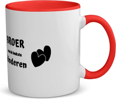 Akyol - broer van de leukste kinderen koffiemok - theemok - rood - Broer - de leukste broer - verjaardag - cadeautje voor broer - kado - geschenk - 350 ML inhoud