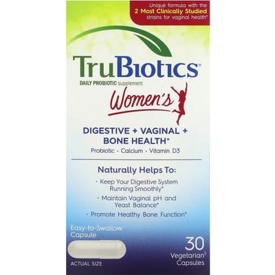 TruBiotics Santé Digestive + Vaginale + Osseuse pour Femmes, 30 Capsules Végétales