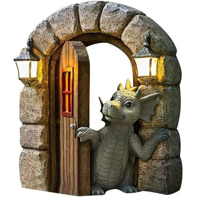 Dinosaurus Klimramen Sculptuur Buiten Tuin Landschap Dinosaurus Opening Deur Beeldjes Hars Decoratie Ambachten Standbeeld