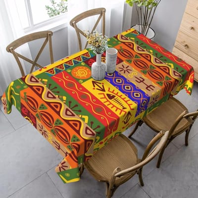 Afrikaanse Tribale Print Rechthoekige Tafelkleed Feestdecoratie Wasbaar Boerderij Keukentafelkleed voor Dinerfeest Decor 100x140cm yellow