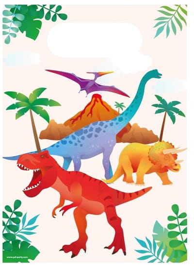 Cadeau tasjes dino papier 23x16cm 6 stuks