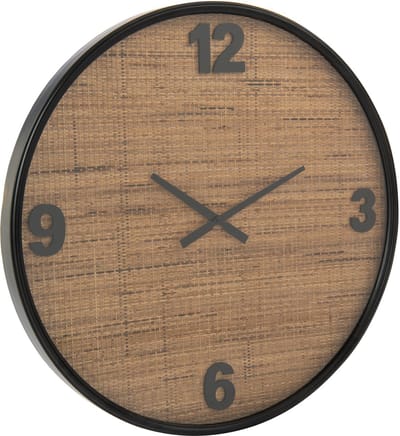 J-Line klok - hout - bruin/zwart - large - Ø 6.5 cm