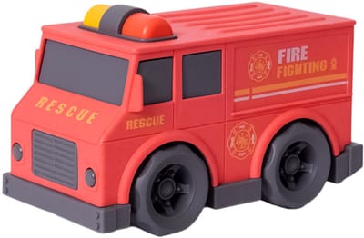 Speelgoedtopdeals - BIOplastic Blokwagen Brandweerwagen - 15 cm - Duurzaam speelgoed