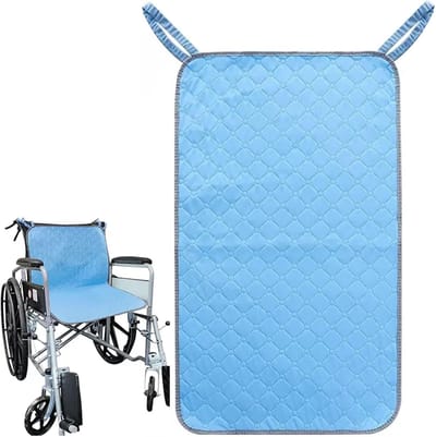 Rolstoelzitkussen – Incontinentie-onderlegger voor rolstoelen – Voor senioren – Wasbaar herbruikbaar – Sterk absorberend – Waterdicht – 50 x 90 cm – Blauw