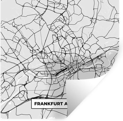 Muurstickers - Sticker Folie - Stadskaart - Duitsland - Kaart - Plattegrond - Frankfurt Am Main - 100x100 cm - Plakfolie - Muurstickers Kinderkamer - Zelfklevend Behang XXL - Zelfklevend behangpapier - Stickerfolie