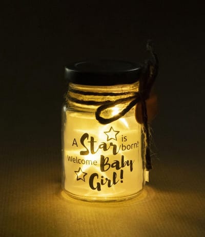 Babycadeau - Kraamcadeau - Geboortecadeau - Meisje - Starlight (klein model) - A star is born! Welcome Baby Girl! - In cadeauverpakking