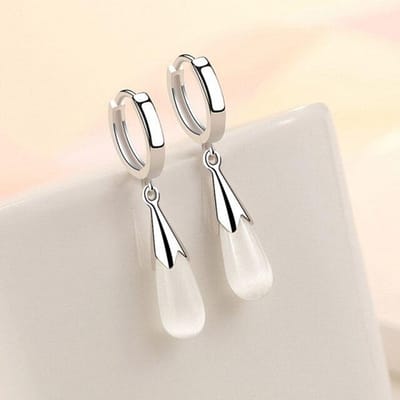 Romantische 925 Sterling Zilver Opaal Geometrische Stud Oorbellen Voor Vrouwen Bruiloft Verlovingssieraden Eh371 wit