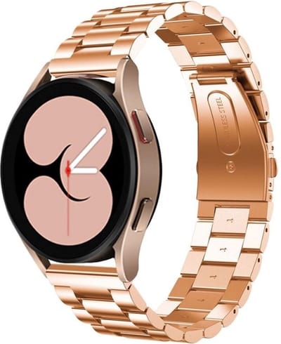 Stalen schakel bandje - geschikt voor Samsung Galaxy Watch 7 (40 & 44mm) / Galaxy Watch 6 (Classic) / Galaxy Watch 5 / Watch 5 Pro / Watch 4 (Classic) / Watch FE - Metalen RVS bandje voor Galaxy Watch 4-5-6 alle varianten - Strap-it - Rosé goud
