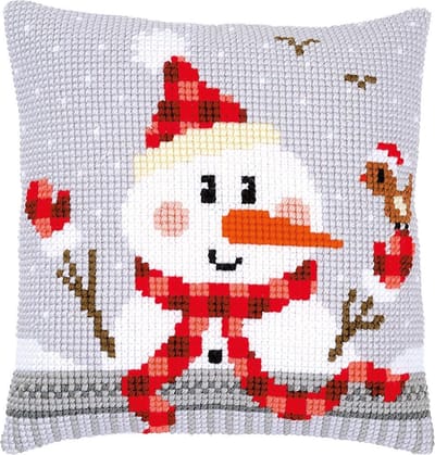 Vervaco - Kruissteekkussen kit - Kerst - Sneewman - PN-0168751 - Borduren - Borduurpakket - Borduurpakket volwassenen - Borduurpakket kind
