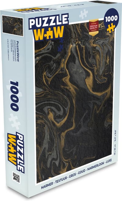 Puzzel Marmer - Textuur - Grijs - Goud - Marmerlook - Luxe - Legpuzzel - Puzzel 1000 stukjes volwassenen
