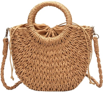 Dailygoods- Zomerstro Handtas - Handgeweven - Afneembare Schouderriem - Grote Capaciteit - Retro Design - Perfect voor Strandvakantie - Strandtas