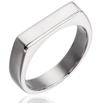 Smalle Zegelring Zilver Kleurig - Staal - Papa Cadeau Voor Mannen - Vaderdag