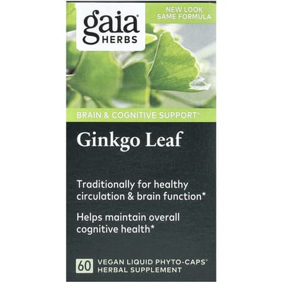 Gaia Herbs, Ginkgo Biloba, 60 Veggie Vloeibare Fyto Capsules