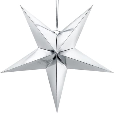 PartyDeco - Hanger Glimmende Ster Zilver (70 cm)