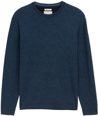 Tom Tailor - Gebreide trui van katoen - Maat XXL - real teal navy twotone