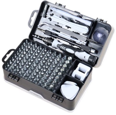 Gloovon® Precisie Schroevendraaierset 115-in-1 - Magnetisch & Flexibele As - Voor Laptop iPhone MacBook - CR-V Staal - Grijs