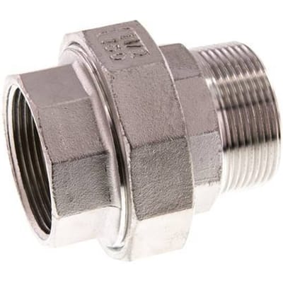 1 1/2'' NPT x 1 1/2'' NPT F/M RVS Borstnippel 3-delig met Conische afdichting 16 Bar - FL2S-FM-SH-112N-C