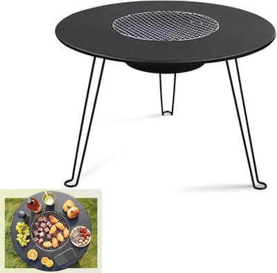 Tafelhaard Buiten - Draagbare Vuurkorf - Buiten Koken - Multifunctioneel Ontwerp - 50 x 32 CM - Zwart