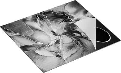 Chefcare Inductie Beschermer Abstracte Luxe Kunst - Zwart Wit - 60x50 cm - Afdekplaat Inductie - Kookplaat Beschermer - Inductie Mat