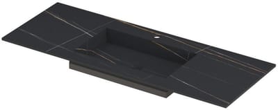 INK Post Wastafel Keramische Slab Envelop Bak Midden met 1 Kraangat - 1200x450x10 mm - Lauren Black Mat
