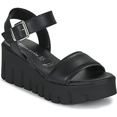 Tamaris Sandalen Met Hak zwart Leer - Maat 40