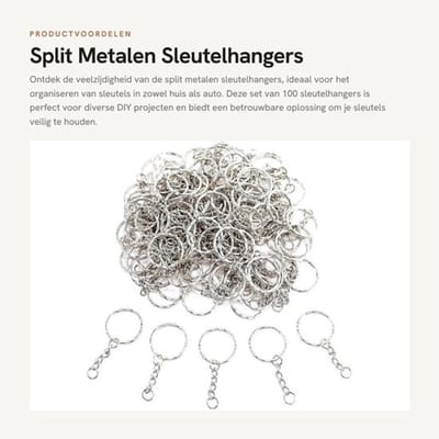 Sleutelhangers 100x - Metalen 25mm - Link Ketting - Mini Open Jump Ringen - Voor Auto/Huis/Werk - Hoogwaardig Materiaal - Sleutelring